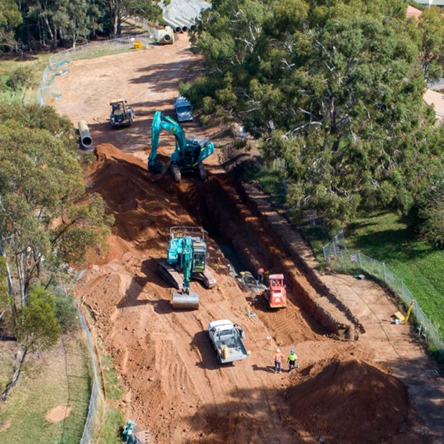 Aerial View of Belconnen Trunk Sewer Project Progress