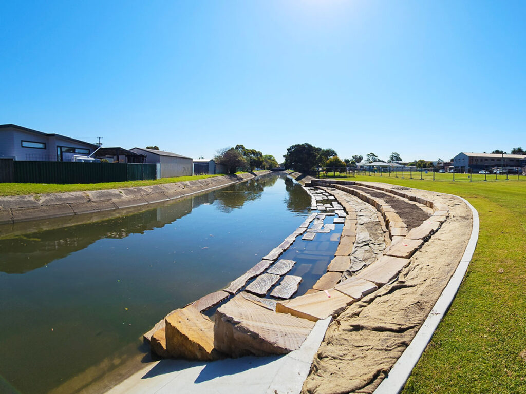 Diona's completed Hunter Water project showcasing the stormwater improvement at Mayfield.