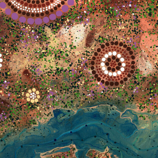Artwork representing Diona's Reconciliation Action Plan, featuring Aboriginal and Torres Strait Islander cultural motifs.